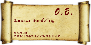 Oancsa Berény névjegykártya